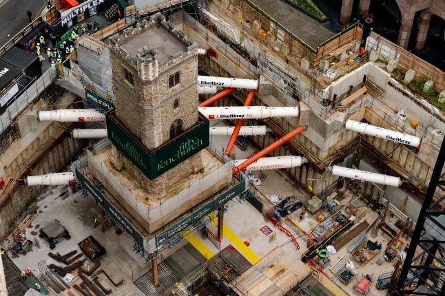 An 800-year-old London church tower is floating 45ft off the ground – here’s why