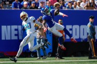 Giants' Malik Nabers carted off against Chargers with knee injury