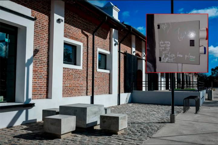 Tres jóvenes fueron sorprendidos haciendo grafitis en el Centro Cultural Juan L. Ortiz