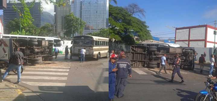 Se registró un accidente de dos unidades de transporte en Caracas