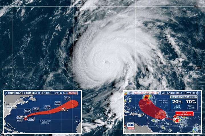 Gabrielle rapidly intensifies into a Category 3 hurricane in the Atlantic