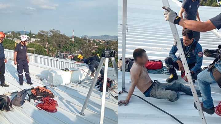 Rescate en las alturas de Cuernavaca: PC Morelos salvaguarda a persona en techo de supermercado