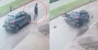 Un auto chocó a un peatón y a una moto en La Plata y el conductor escapó: imágenes sensibles