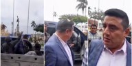 Trujillo: Lanzan un huevo a la cabeza del alcalde Wilmer Sánchez tras su conferencia sobre el ataque con explosivos
