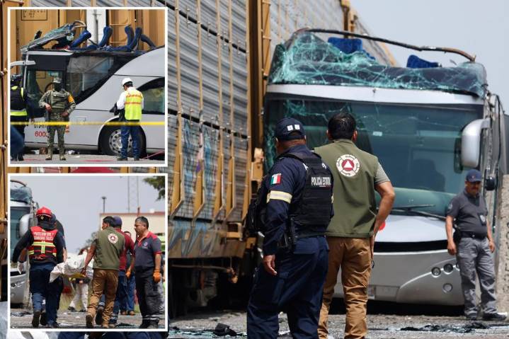 Train crashes into bus outside Mexico City, killing at least 8 people, injuring 45