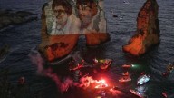 Hezbollah defies ban, projects images on Beirut’s iconic rocks