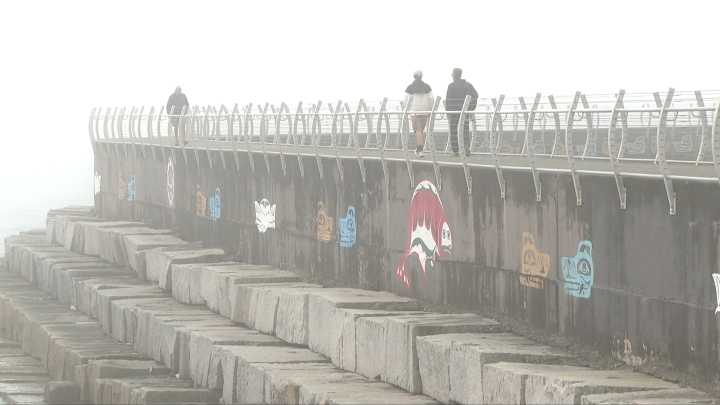 Work underway to restore mural at Ogden Point Breakwater