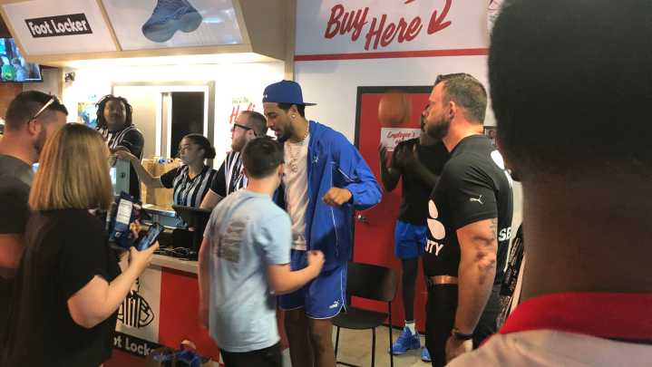 Tyrese Haliburton sells Puma Hali 1 shoes at Hali Mart