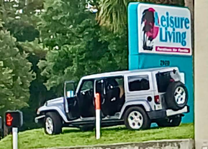 Suspect crashes stolen Jeep after snatching it from storage facility