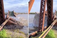 Al agua. Impactante derrumbe de un puente ferroviario de más de 100 años