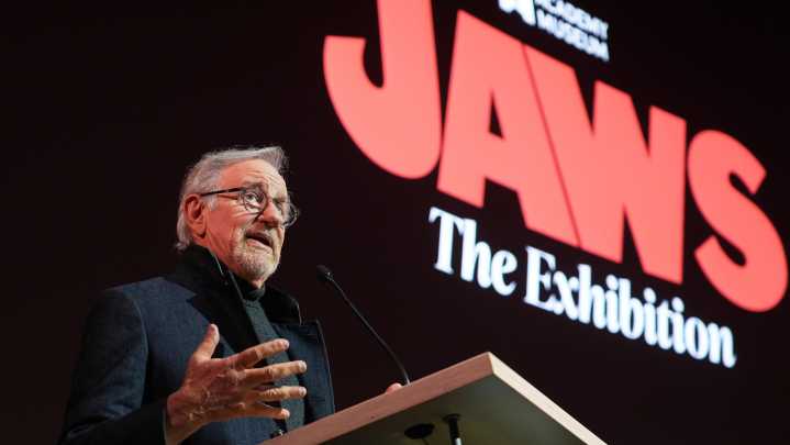 Steven Spielberg celebrates 'awesome' 50th anniversary 'Jaws' exhibition at Academy Museum