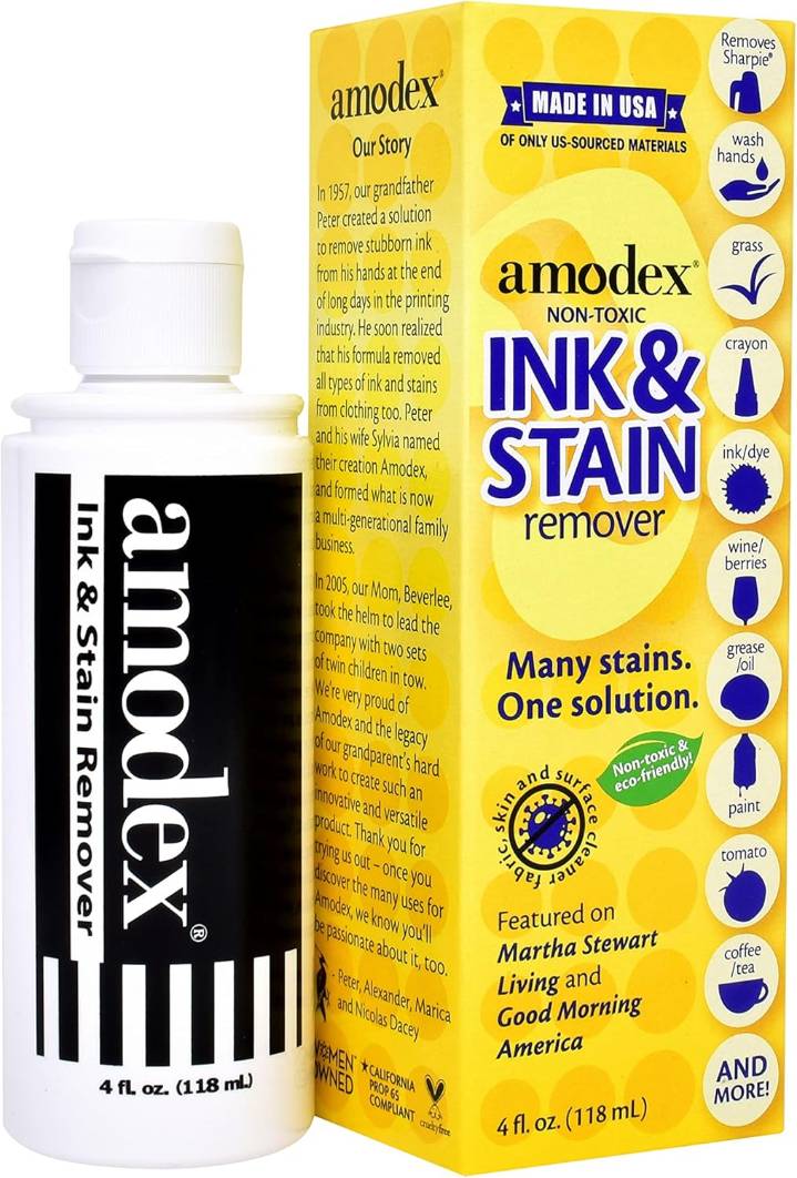Remove ink stains with Amodex