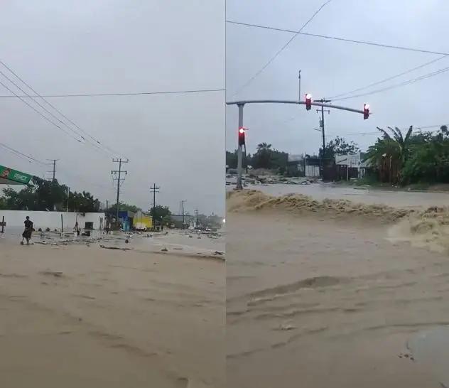 Primeras lluvias del huracán Lorena azotan Los Cabos y La Paz