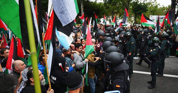 Police clash with pro-Palestine protestors as major sporting event stopped