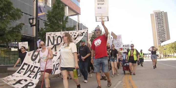 People protest against ICE detainment of Jorge Gonzalez