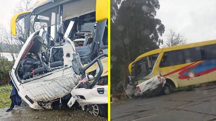 Dos muertos deja colisión entre un bus y una camioneta en Ancud: Hay al menos 20 heridos