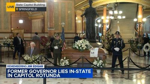 Jim Edgar funeral: Late former Republican governor lies in state at Illinois State Capitol Building rotunda in Springfield