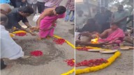 Bengaluru residents perform havan in front of pothole in protest. Video viral