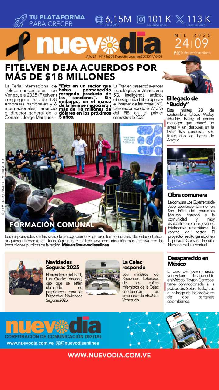 Portada miércoles 24 de septiembre de 2025