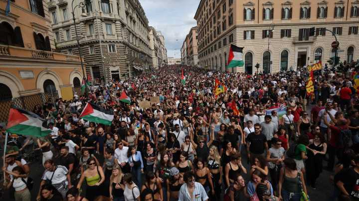 Masivas marchas en toda Italia denuncian el genocidio en Gaza