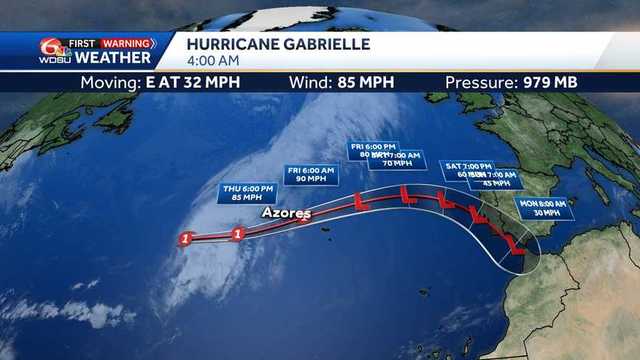 Gabrielle weakens to Category 1 hurricane, still threatening Azores