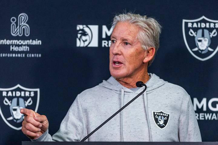 Raiders’ Pete Carroll speaks to media before season opener