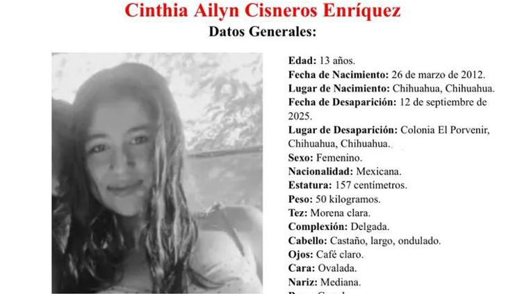 Desapareció jovencita Cinthia Cisneros en El Povernir