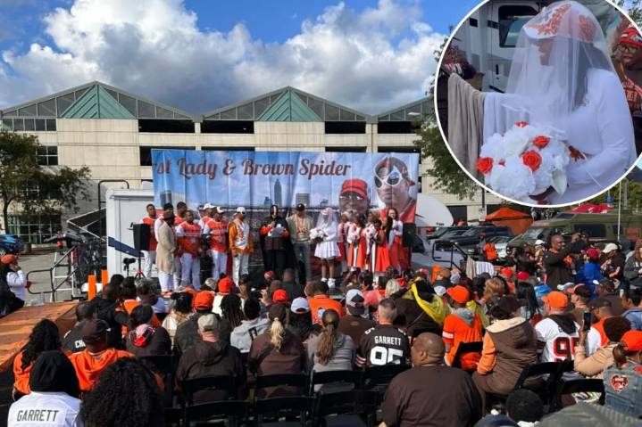 Browns fans get married in wild parking lot tailgate scene