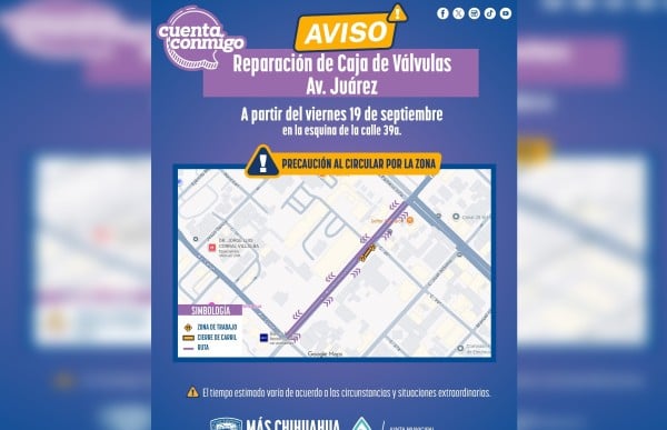 Anuncia JMAS reparación en la avenida Juárez