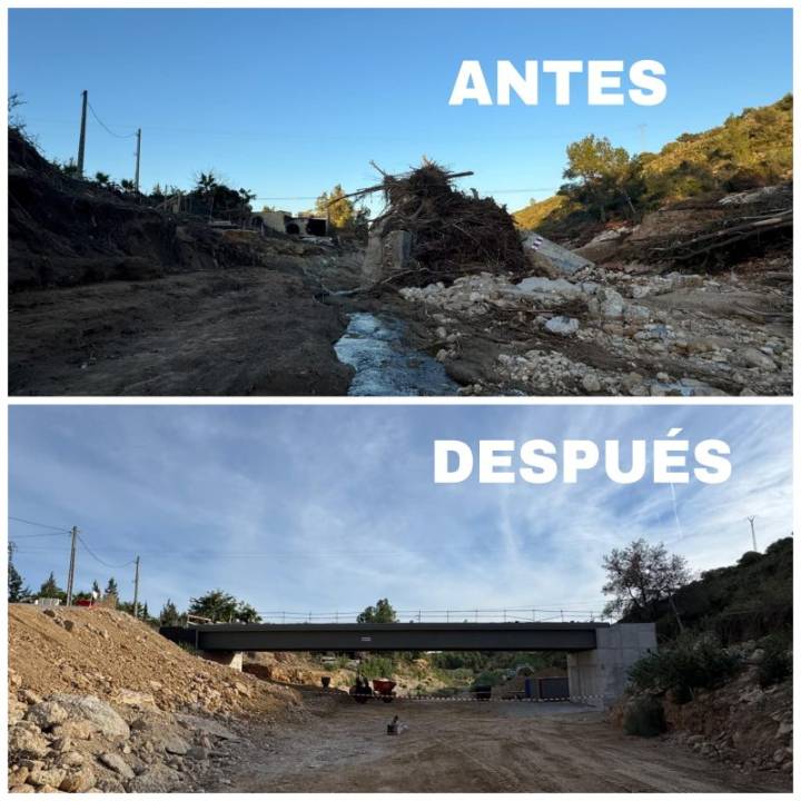 Martínez Mus avanza que se prevé reabrir al tráfico la carretera de Godelleta afectada por la riada a mediados de octubre