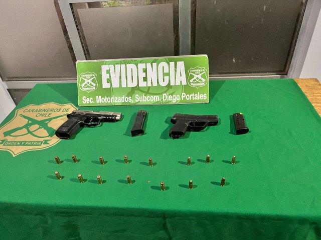En ronda focalizada carabineros detienen a 4 hombres  por receptación y porte de armas de fuego