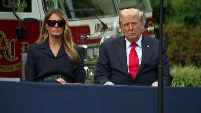 President Donald Trump speaks at 9/11 ceremony, wreath laying at Pentagon