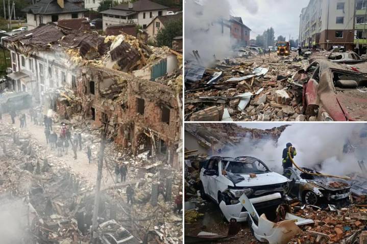 Large Russian drone and missile attack on Kyiv kills 4 and wounds at least 10