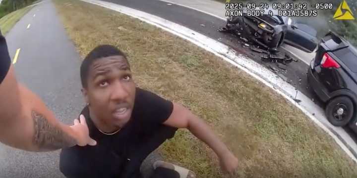 Motorist in jaw-dropping video actually admits to officer why he crashed 'on purpose' into back of his parked police vehicle