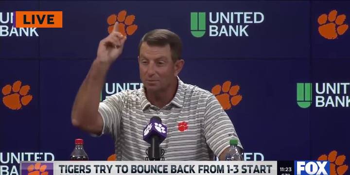 ‘Man upstairs, all I need’: Coach Swinney speaks on cleaning up execution, only seeking advice from God