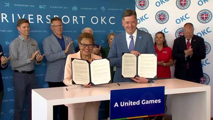 LA Mayor, OKC Mayor sign new agreement ahead of LA 2028 Olympics
