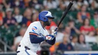 Astros left fielder Yordan Alvarez leaves game against Rangers with sprained left ankle