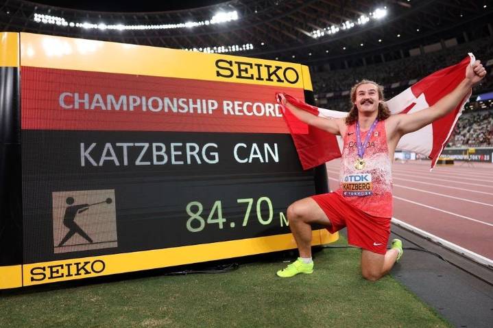 Canada's Ethan Katzberg wins men’s hammer throw gold at worlds