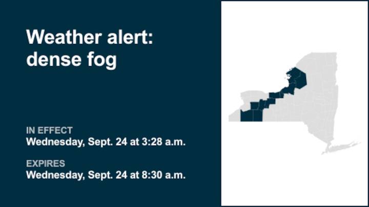 Brace for dense fog in Cayuga and Oswego counties until Wednesday morning