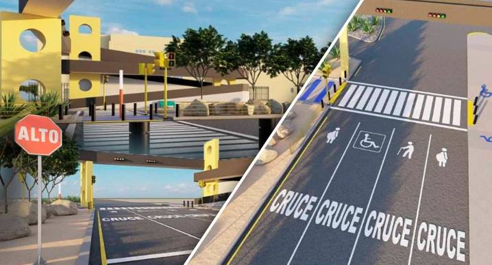 Así se verá el nuevo cruce peatonal en Unison de Hermosillo; con semáforos, botón para cruzar, iluminación y cámaras (FOTOS)