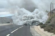 Nube de humo en la TF-1 por el incendio de un camión