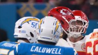 Travis Kelce screams at Kansas City Chiefs teammate Jawaan Taylor after he suffers LA Chargers nightmare