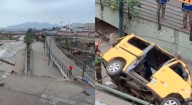 Pánico en Perú: Vehículo rompió la baranda de un puente y cayó al vacío con ocho personas adentro