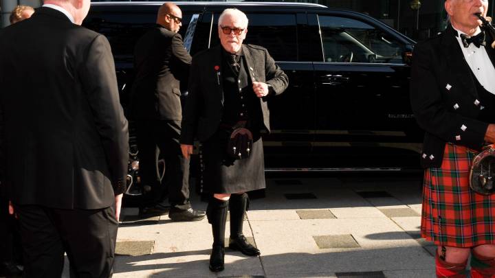 Brian Cox Suffers Kilt Wardrobe Malfunction at Toronto Premiere