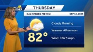Maryland Weather Forecast: Rain tapers out Wednesday night before drier, warmer Thursday
