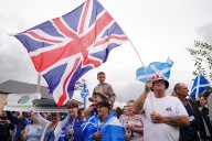 Anti-immigration group and counter-protesters in Falkirk standoff