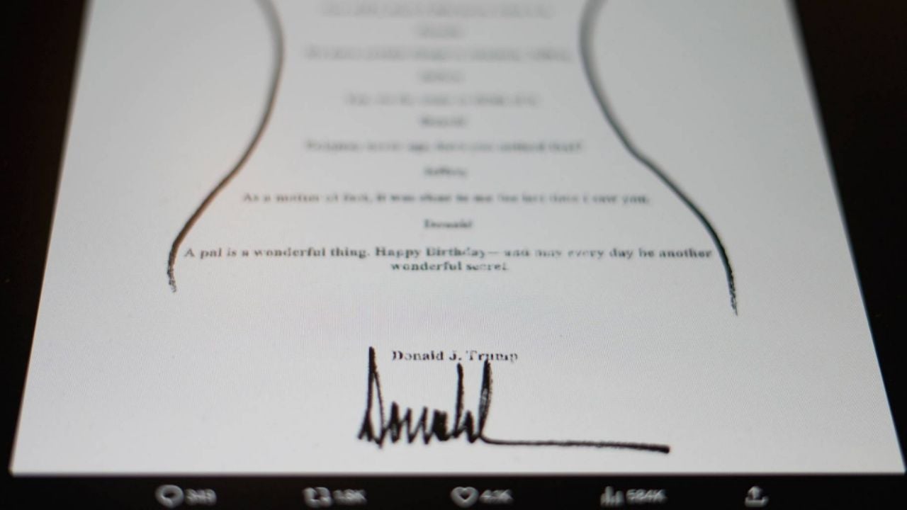 Esta es la carta con contenido sexual dirigida a Epstein y presuntamente firmada por Trump
