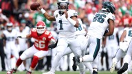 What Jalen Hurts, Chris Jones said while trash talking on FOX hot mic