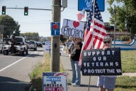 Protesters hoped to catch eyes of fairgoers on their way to The Big E