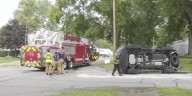 SCENE VIDEO: SUV lands on its side after crash in northeast Lincoln